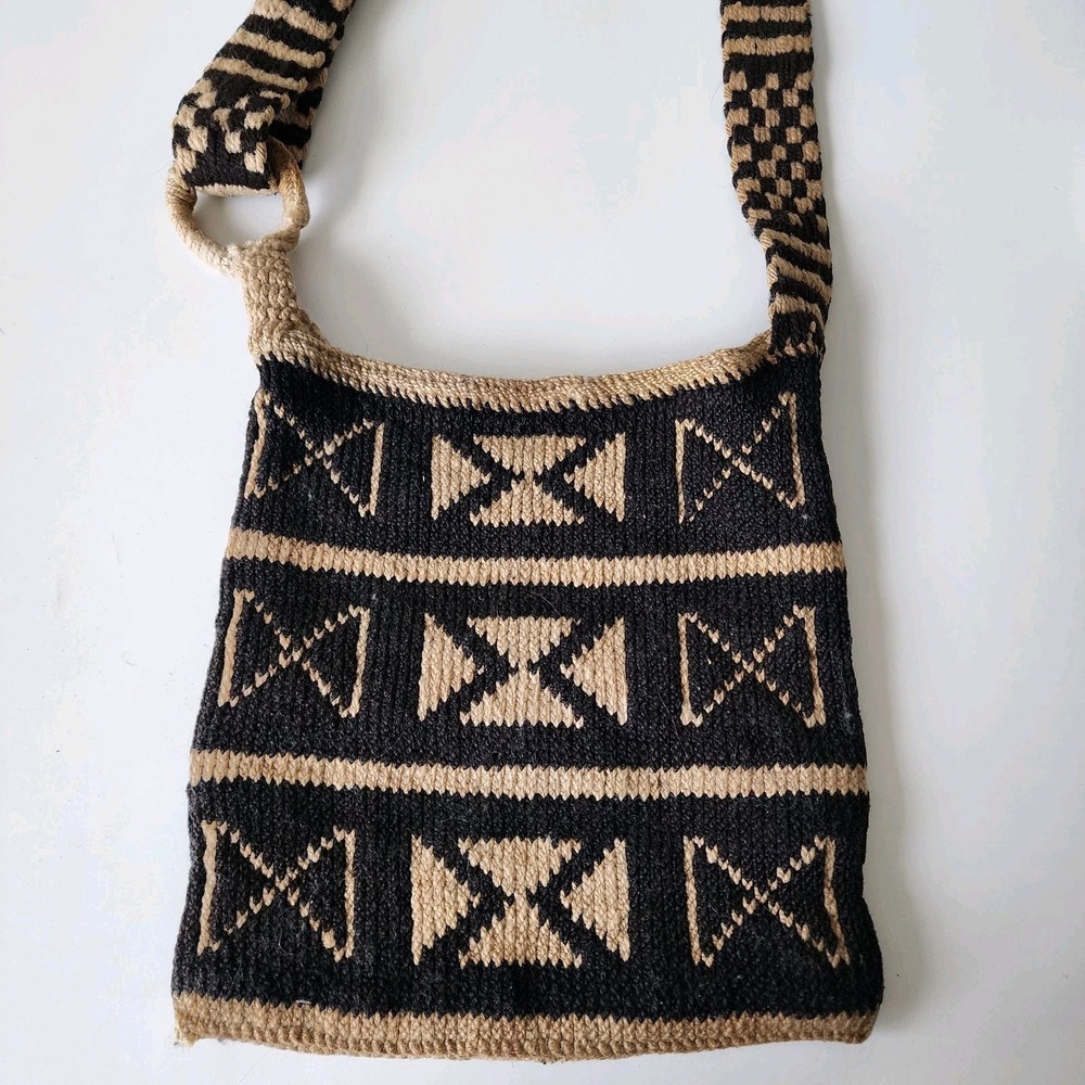 Handmade‎ Guatemala Morral Maya Shoulder Bag Wool Geometric Boho Hippie Aztec